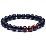 Lava Stone Beads Strand Bracelet for Men Crown Skull Pendant