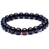 Lava Stone Beads Strand Bracelet for Men Crown Skull Pendant