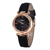 Women Leather Casual Quartz Crystal Wristwatch