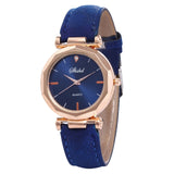 Women Leather Casual Quartz Crystal Wristwatch