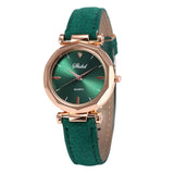 Women Leather Casual Quartz Crystal Wristwatch