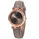 Women Leather Casual Quartz Crystal Wristwatch