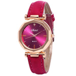 Women Leather Casual Quartz Crystal Wristwatch