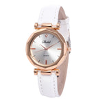 Women Leather Casual Quartz Crystal Wristwatch