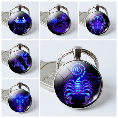 12 Constellation Pendant Double Face Keyring