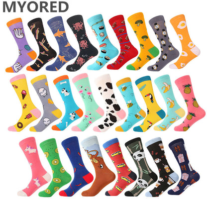 Myored- 1 Pair Cotton Colorful Crew Novelty Socks