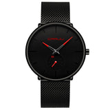 Crrju Men Casual Slim Mesh Steel Waterproof Sport Watch