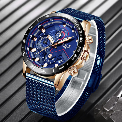 2019 Blue Quartz Waterproof Watch